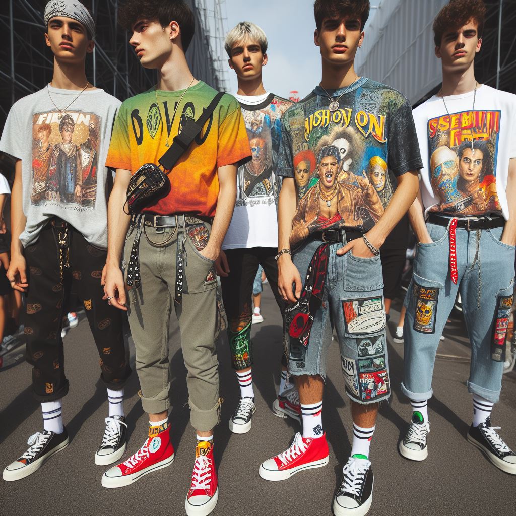 bold graphic tees and standout sneakers