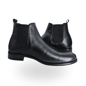 BLACK LEATHER CHELSEA BOOTS