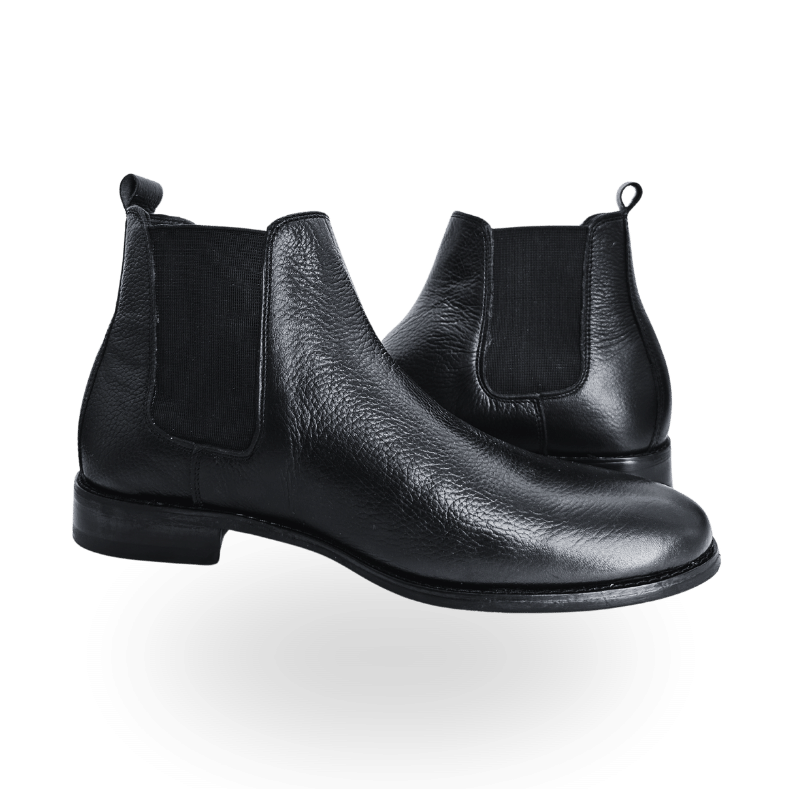 BLACK LEATHER CHELSEA BOOTS